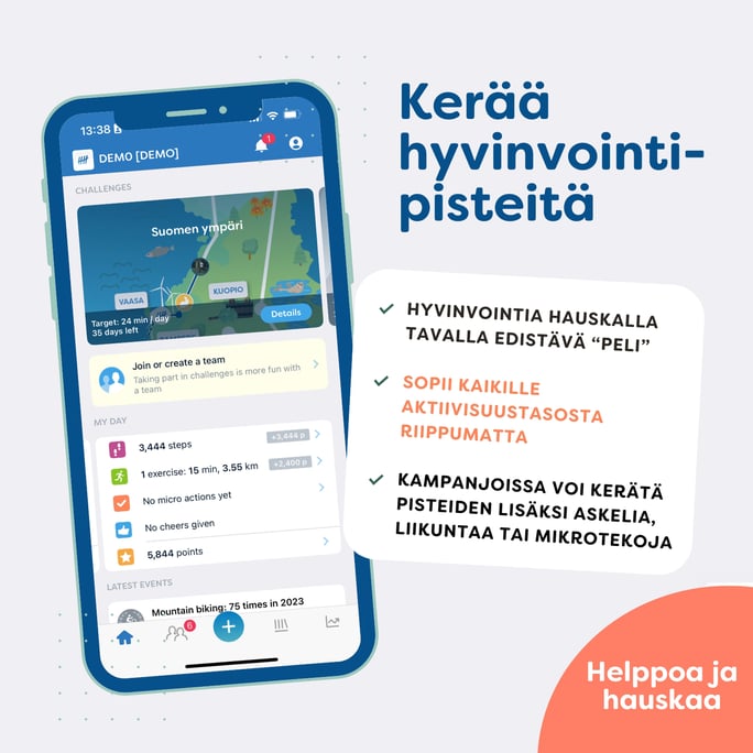 Pisteiden kerääminen sopii kaikille