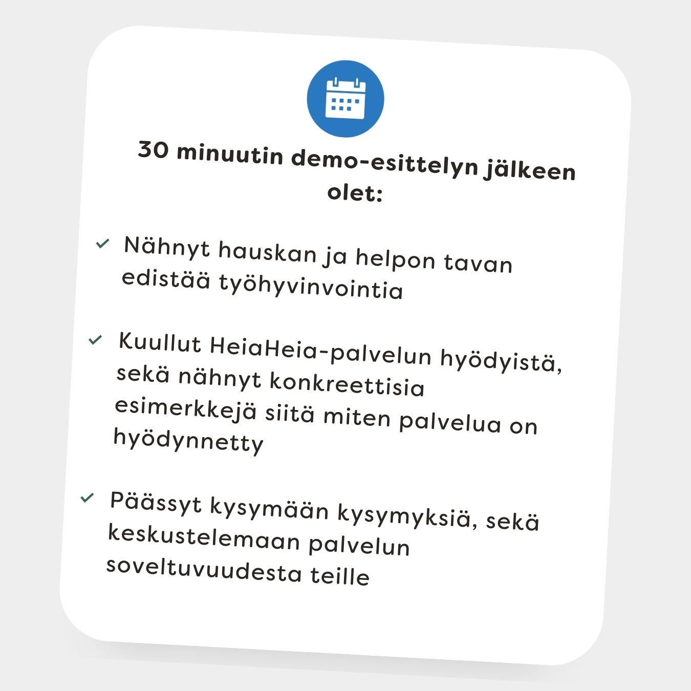 30 minuutin demo-esittelyn agenda